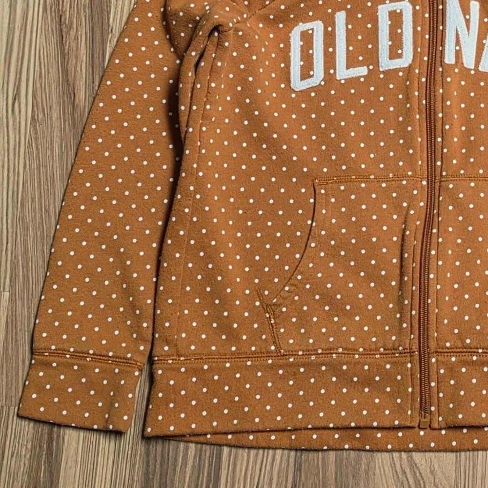 Old‎ Navy Zip Up Hoodie Sweatshirt Girl's Size L 10 12 Mustard Yellow Polkadot